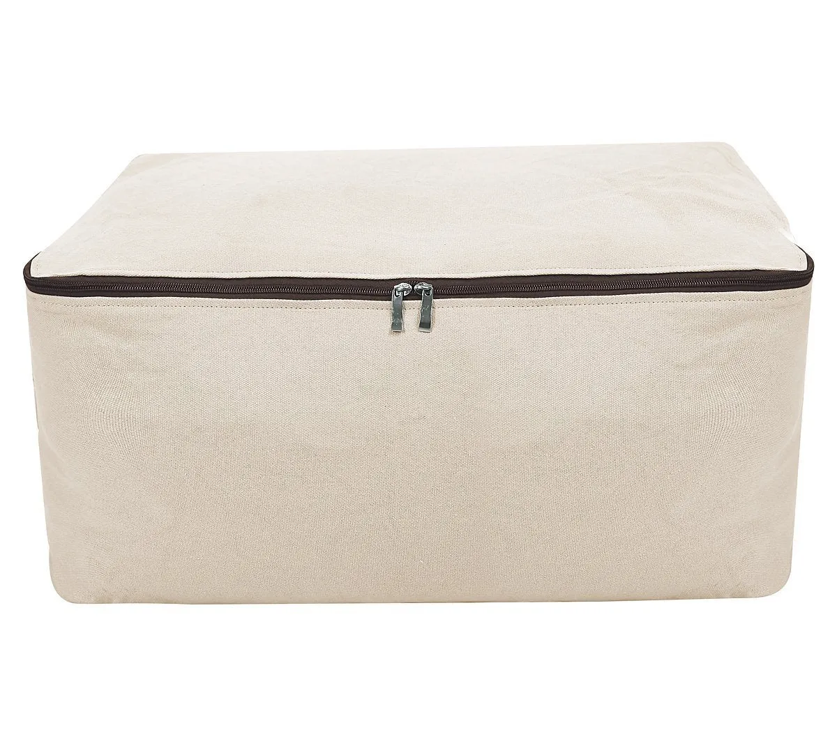 Premium Canvas Big Size Soft Storage Bag for Bedroom Closet, Winter Garment, Sweaters, Down Jacket, Coat, Uniforms, Suit etc, Cabinet Organizer Bag for Seasonal Clothes Storage, Beige