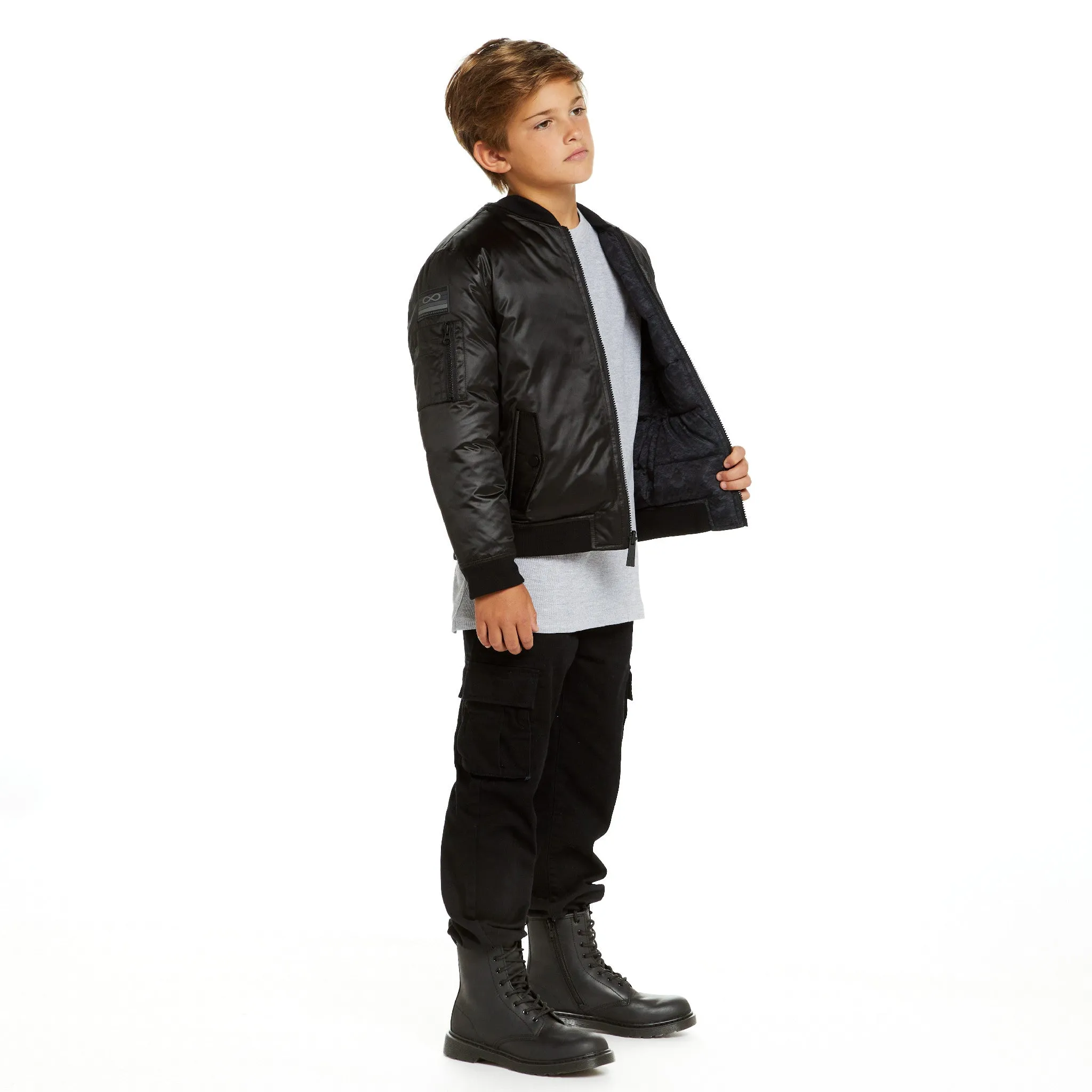 SPACEONE x Andy & Evan® | Reversible Bomber Jacket | Deep Space Black