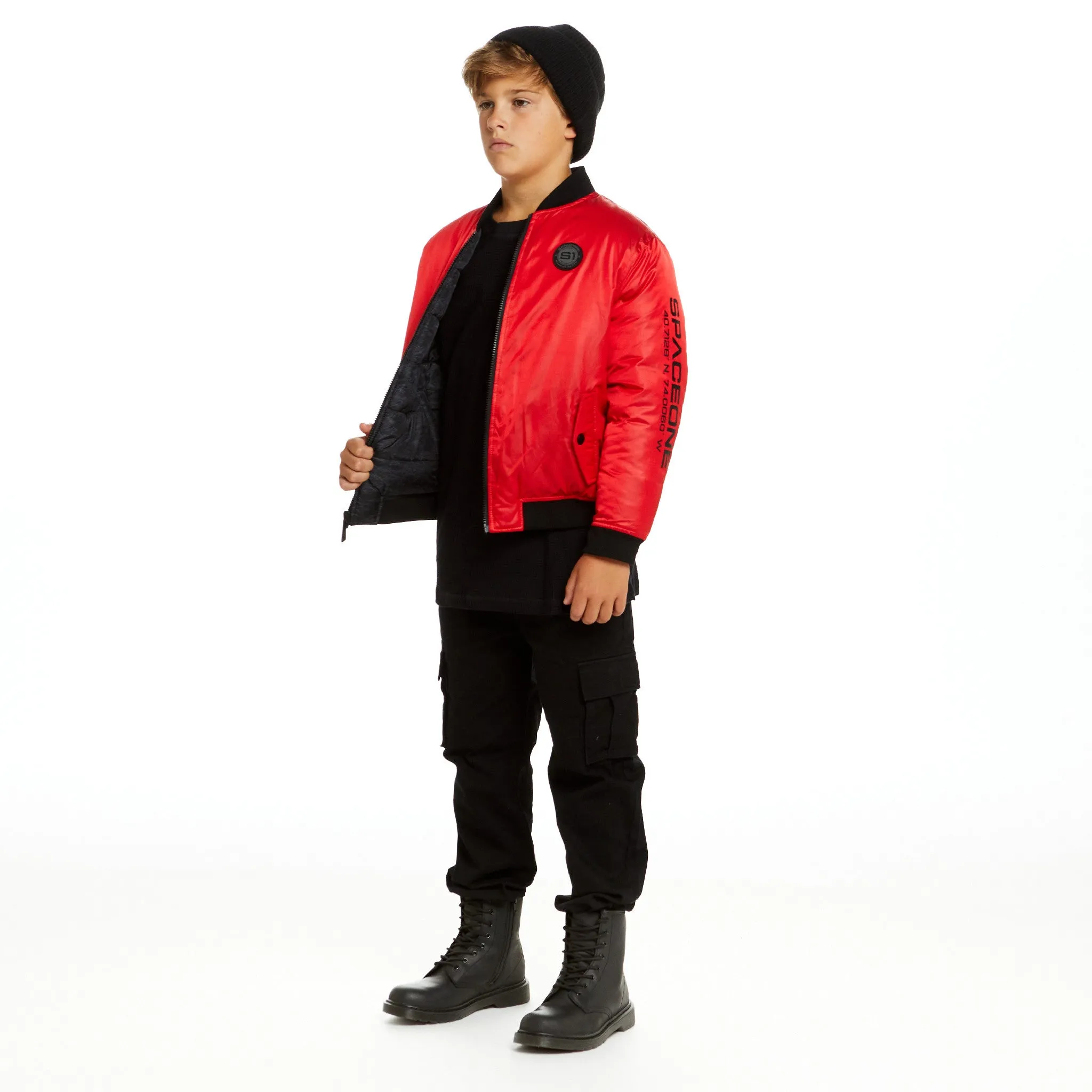 SPACEONE x Andy & Evan® | Reversible Bomber Jacket | Mars Red