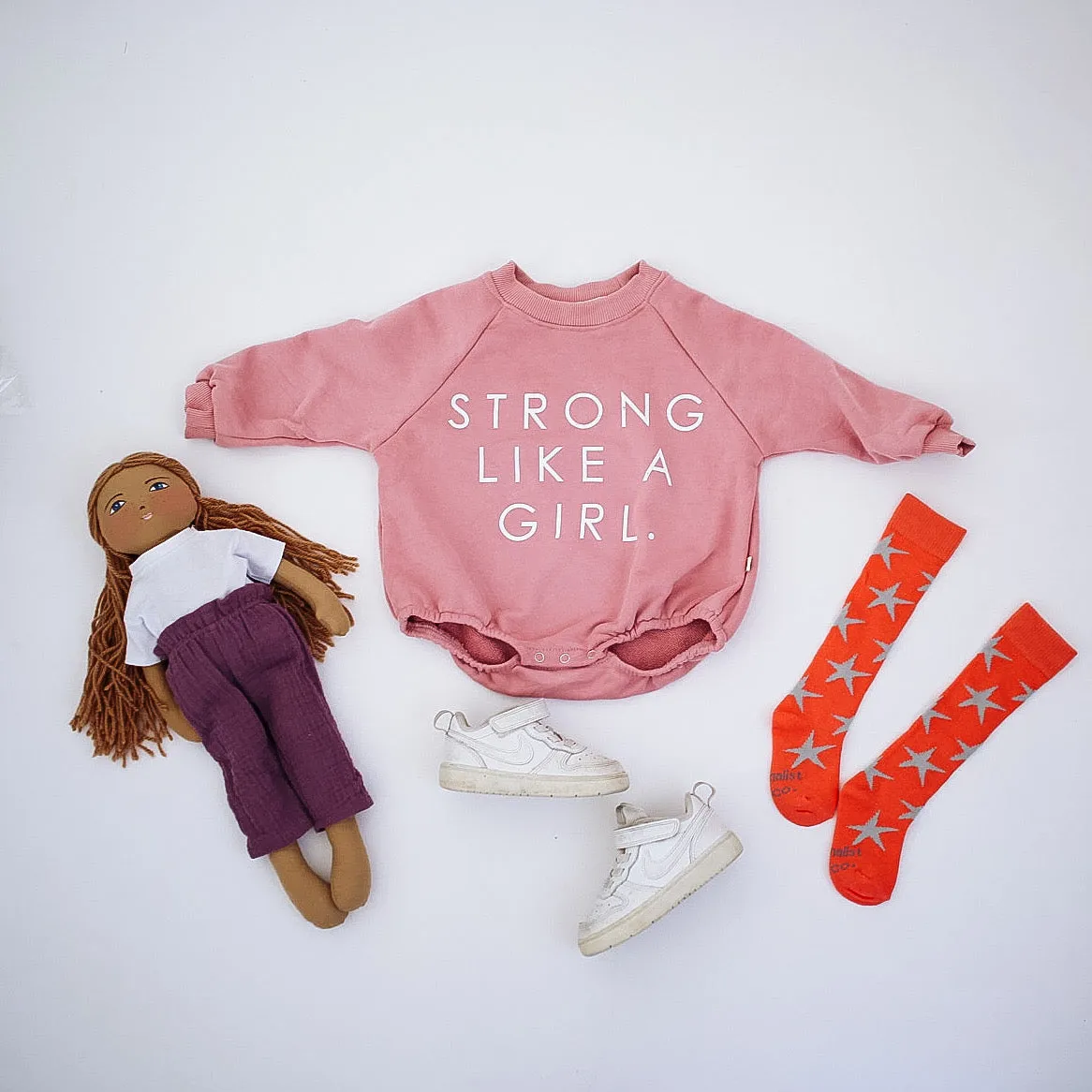STRONG LIKE A GIRL | MAUVE | oversized  drop shoulder pullover | KIDS