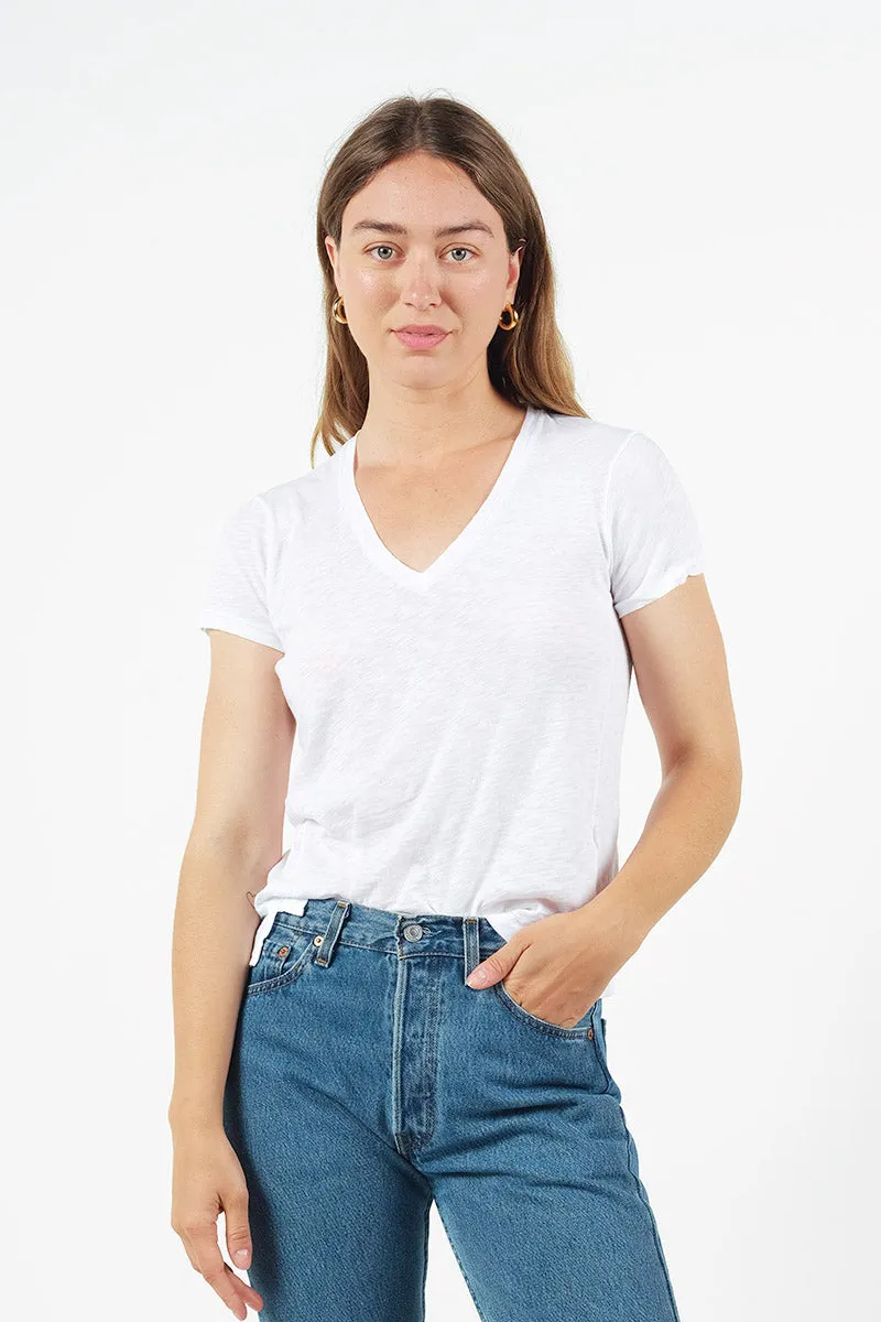 Supima Slub Short Sleeve V-Neck T-Shirt in White