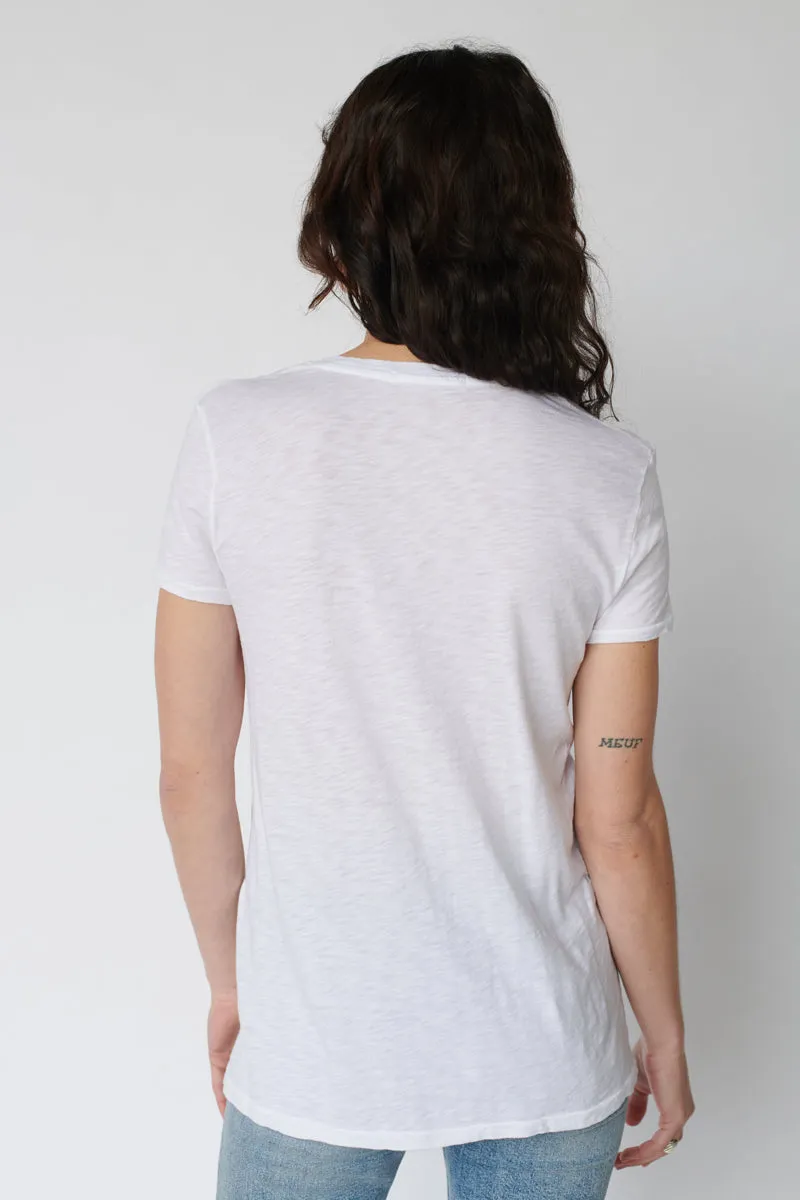 Supima Slub Short Sleeve V-Neck T-Shirt in White