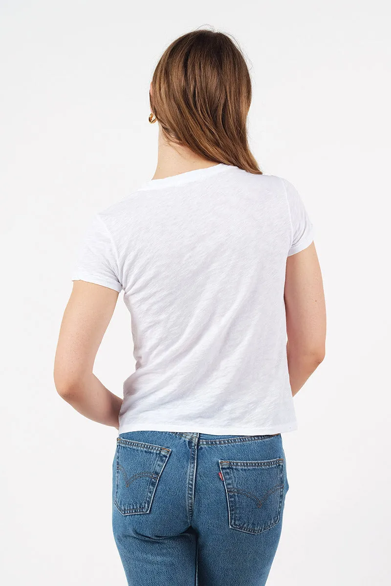 Supima Slub Short Sleeve V-Neck T-Shirt in White