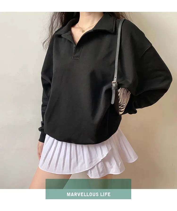 TAVIMART  -  Hoodie Women Kawaii Turn Down Collar Long Sleeve Oversized Streetwear Kpop Fall Winter Clothes Y2K Tops