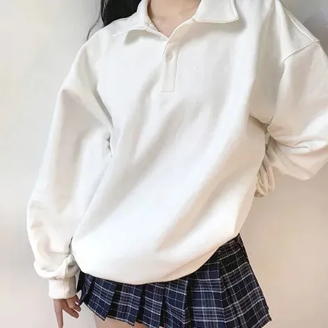 TAVIMART  -  Hoodie Women Kawaii Turn Down Collar Long Sleeve Oversized Streetwear Kpop Fall Winter Clothes Y2K Tops