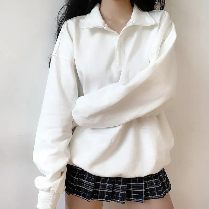 TAVIMART  -  Hoodie Women Kawaii Turn Down Collar Long Sleeve Oversized Streetwear Kpop Fall Winter Clothes Y2K Tops