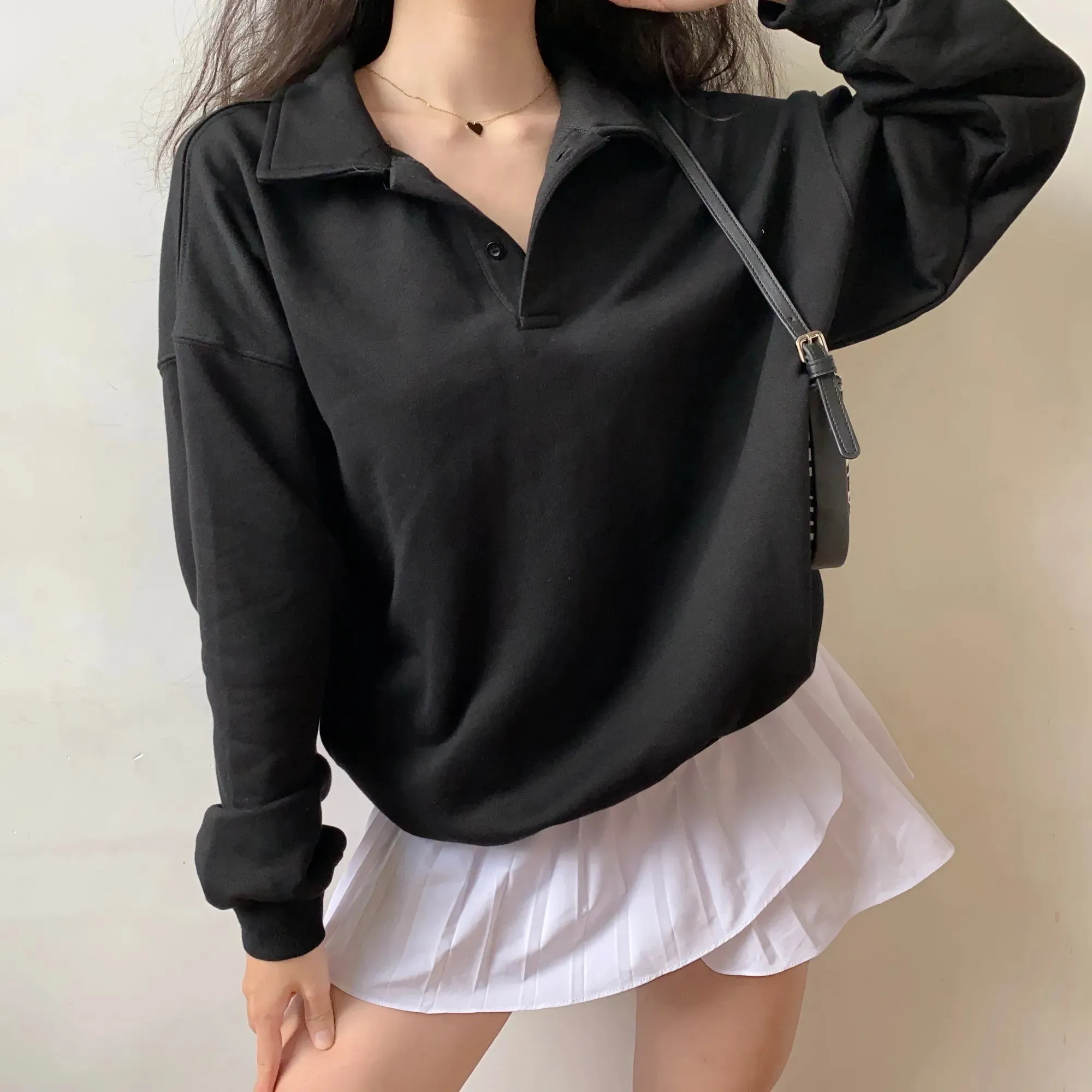 TAVIMART  -  Hoodie Women Kawaii Turn Down Collar Long Sleeve Oversized Streetwear Kpop Fall Winter Clothes Y2K Tops