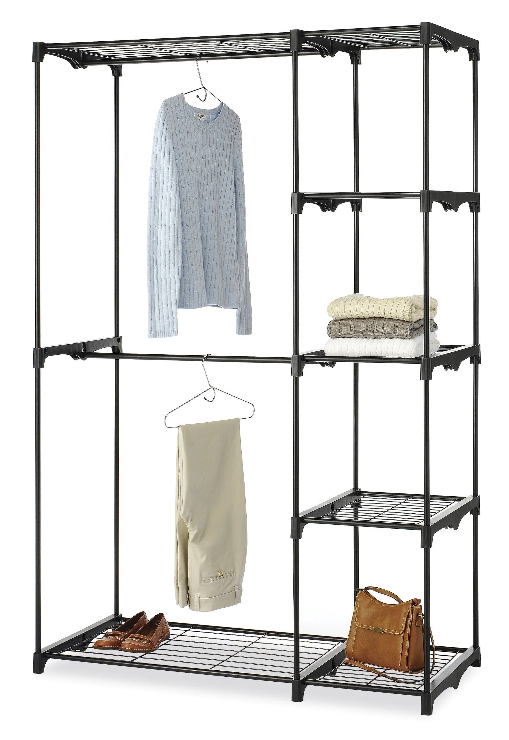 Whitmor Deluxe Double Rod Freestanding Closet Heavy Duty Storage Organizer